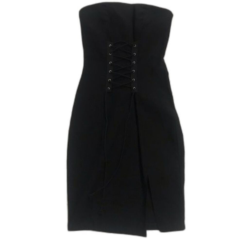 Forever 21 black dress bodycon lace-up corset dress Size S cybercore academia